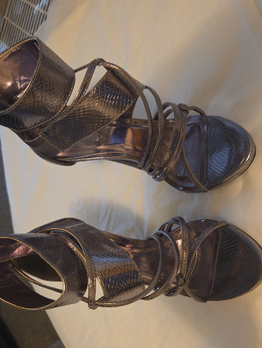 Women's Metallic Purple Strappy High-Heel Sandals